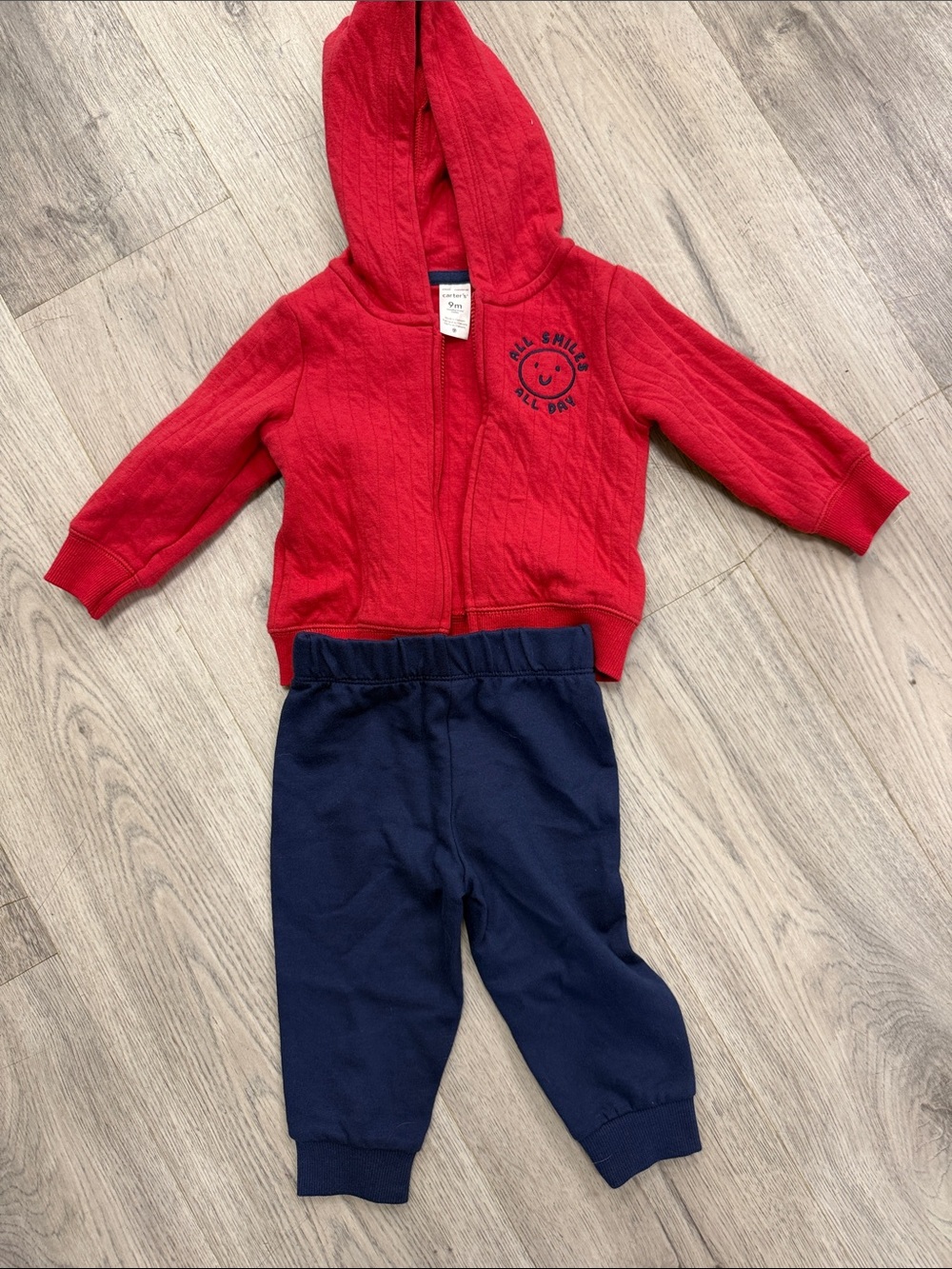 Carter's Red Hooded Zip Sweatshirt with Navy Joggers